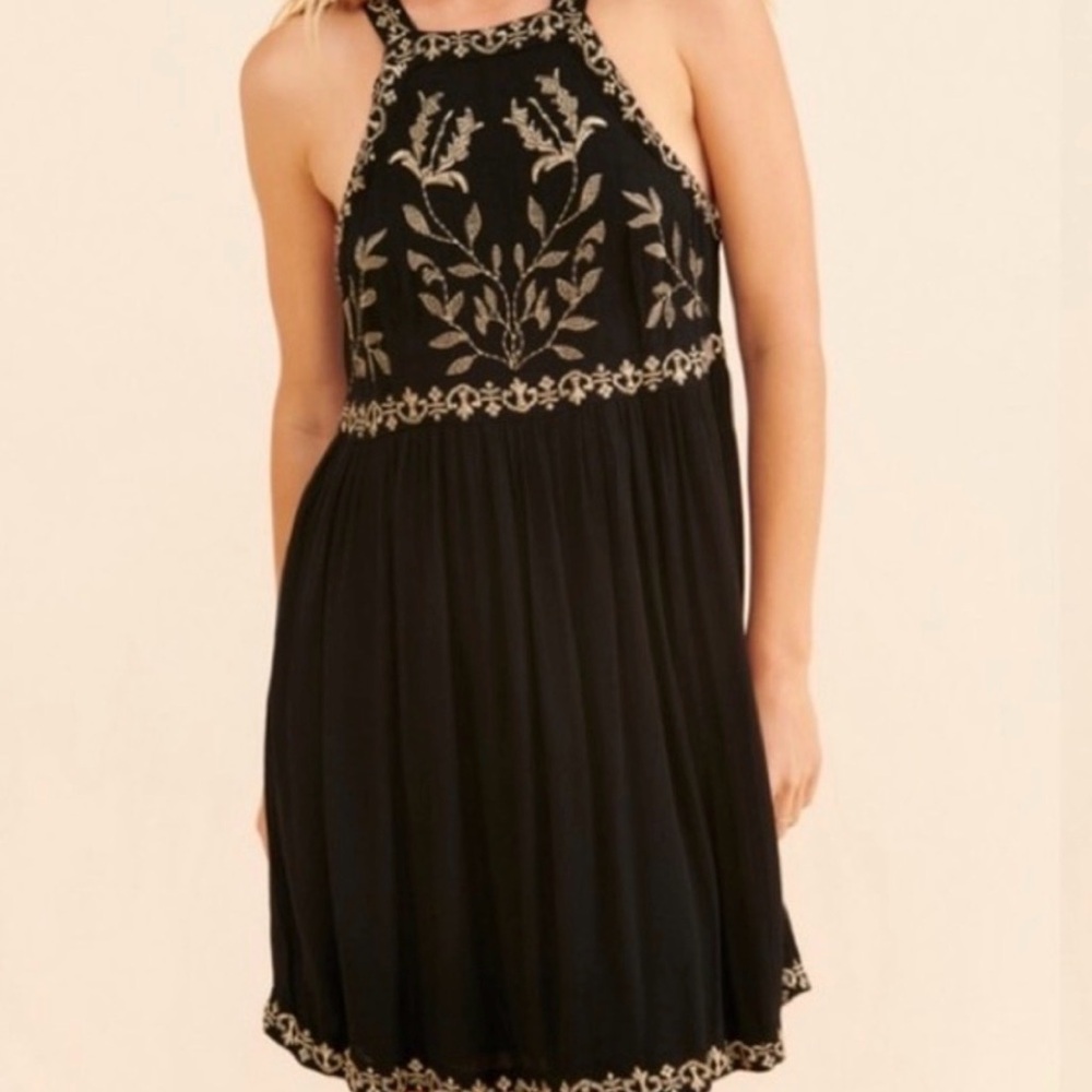 Black Dress with Gold Embroidery Small